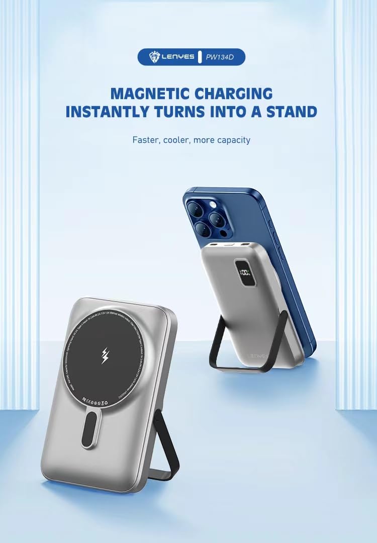 פאוור בנק Lenyes PW134D מגנטי אלחוטי 10000mAh