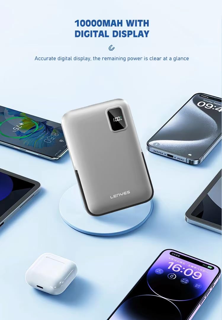 פאוור בנק Lenyes PW134D מגנטי אלחוטי 10000mAh