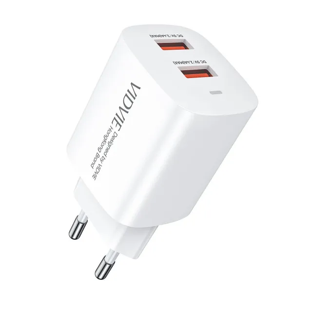 VIDVIE PLE250 12W Dual USB Charger with Cable