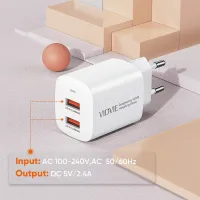 VIDVIE PLE250 12W Dual USB Charger with Cable