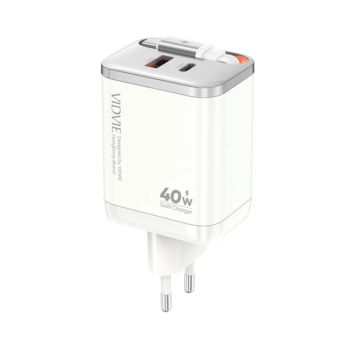 VIDVIE XL-PLE227 40W GaN Charger with Retractable Cable