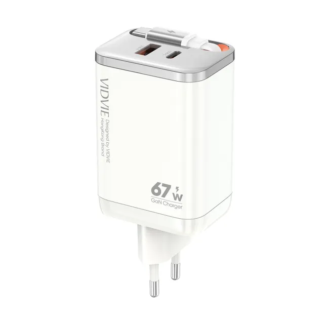 شاحن VIDVIE XL-PLE224 بقدرة 67 واط GaN مع كابل قابل للسحب