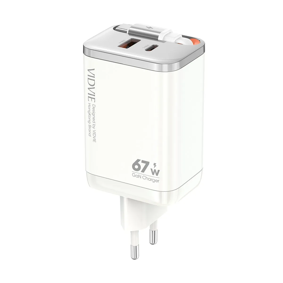 VIDVIE XL-PLE224 67W GaN Charger with Retractable Cable