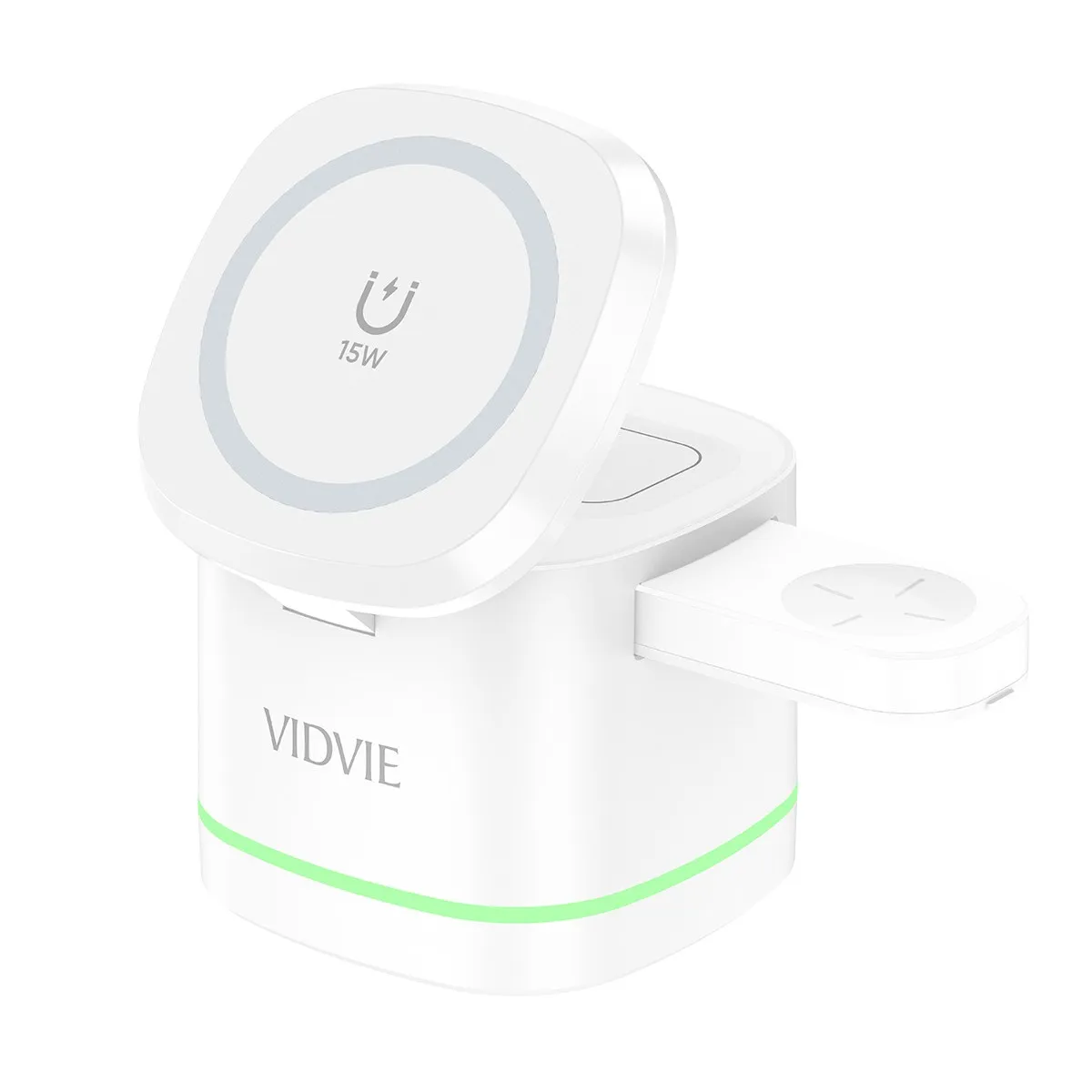 VIDVIE WLC1416 3-in-1 Magnetic Wireless Charger with Indicator Light
