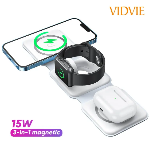 VIDVIE WLC1408 3-in-1 Foldable Magnetic Wireless Charger