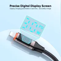 VIDVIE CB4036 Type-C to Lightning Braided Cable with LED Display (30W)