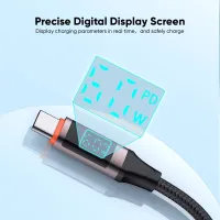 VIDVIE CB4036 Type-C to Type-C Braided Cable with LED Display (60W)