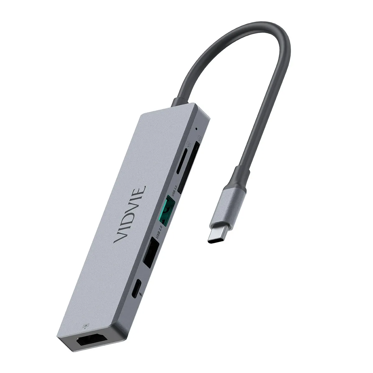 VIDVIE HUB03 6-in-1 USB-C Hub (HDMI 4K, USB 3.0, SD/TF)