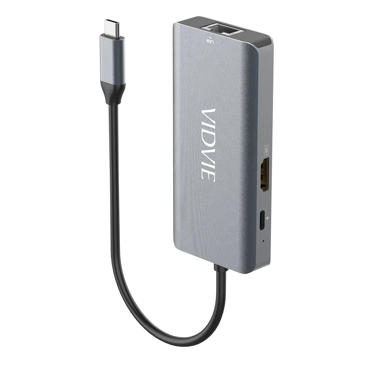 האב VIDVIE HUB01 6 ב-1 USB-C (HDMI 4K, RJ45, USB 3.0)