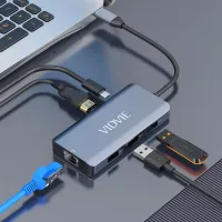 האב VIDVIE HUB01 6 ב-1 USB-C (HDMI 4K, RJ45, USB 3.0)