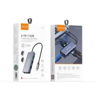 האב VIDVIE HUB01 6 ב-1 USB-C (HDMI 4K, RJ45, USB 3.0)
