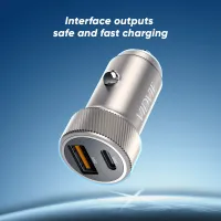 VIDVIE CC542 Metal Car Charger 33W (Type-C + USB)