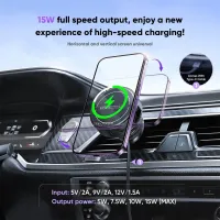 VIDVIE HC1544 Magnetic Wireless Charging Car Mount with Retractable Cable
