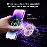 VIDVIE HC1544 Magnetic Wireless Charging Car Mount with Retractable Cable
