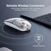VIDVIE KB07 Transparent Wireless Mouse (2.4G + Bluetooth)
