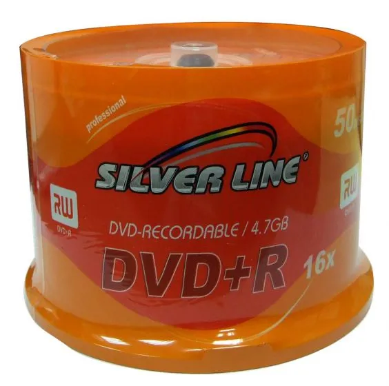 דיסקים DVD+R Silver Line – 4.7GB – 16x – חבילה של 50