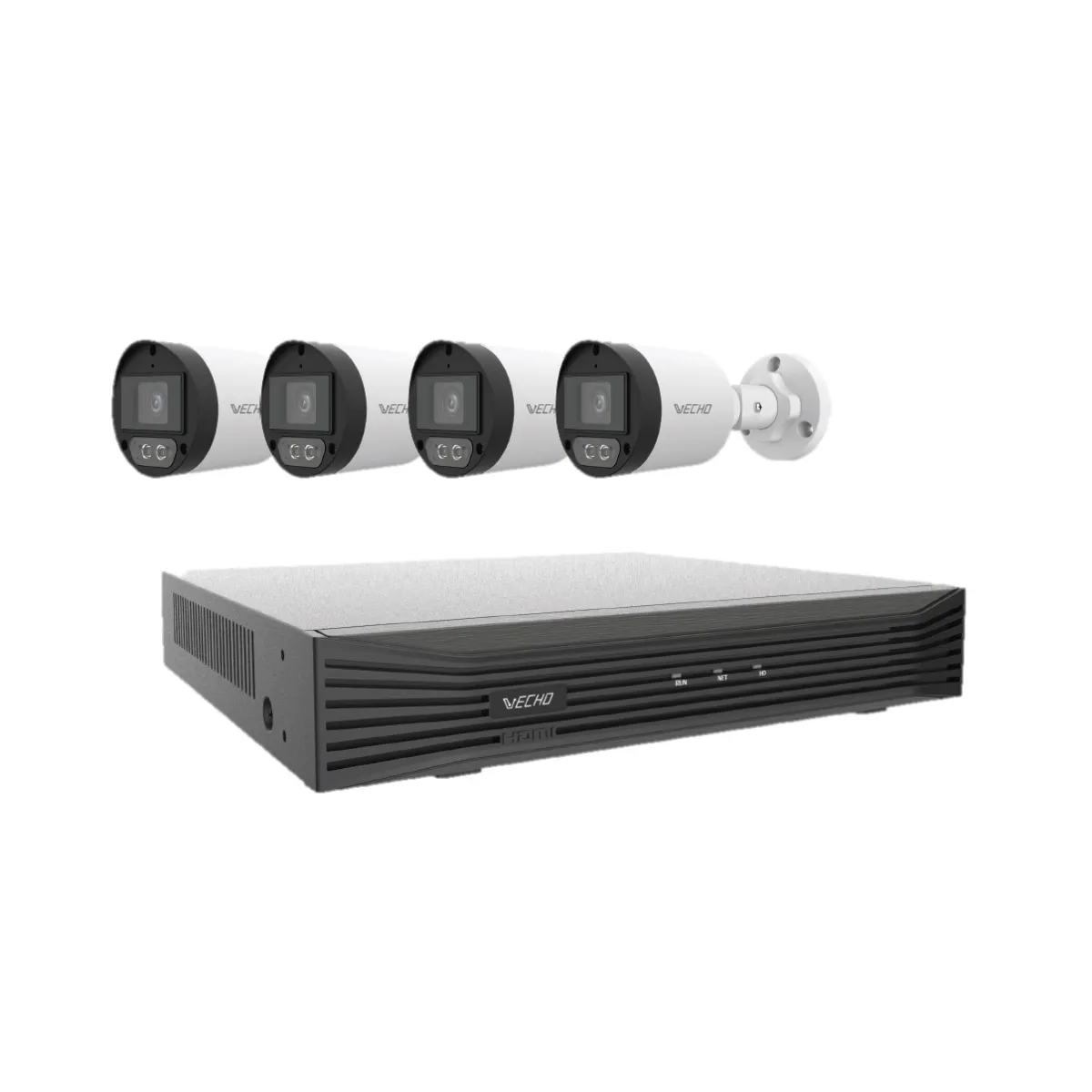 Vecho Surveillance Kit: VEC-X20108 Recorder + 4 × VEC-ACB25F3-A-LED Cameras