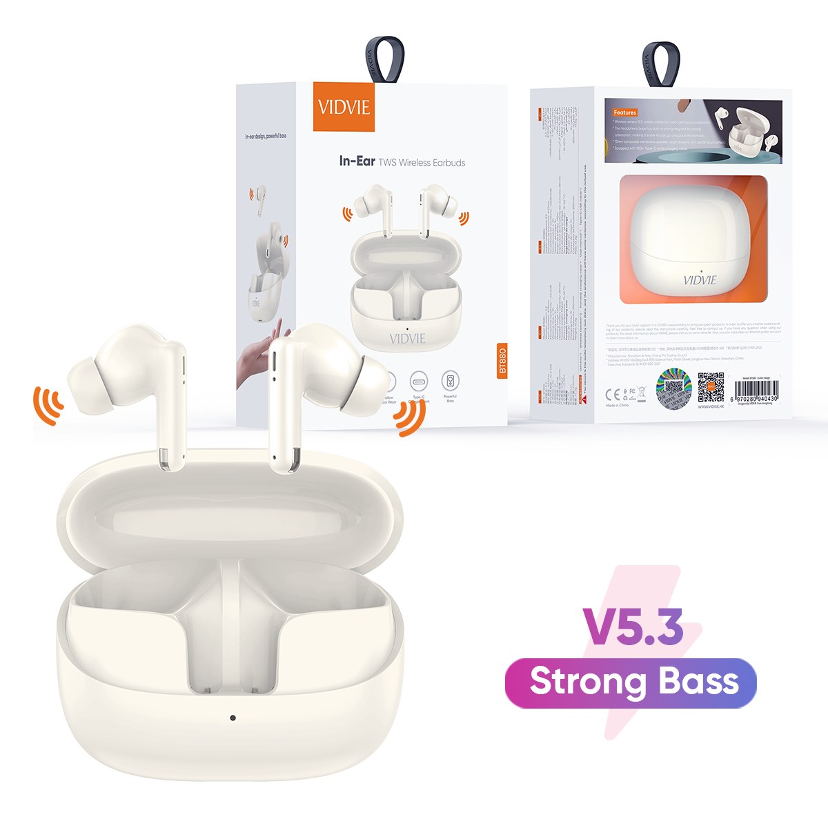VIDVIE BT880 In-Ear TWS Wireless Earbuds
